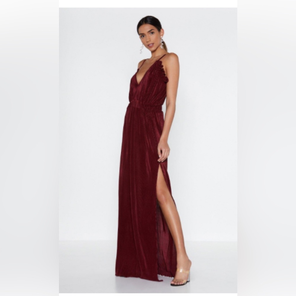 Red shimmer long dress
